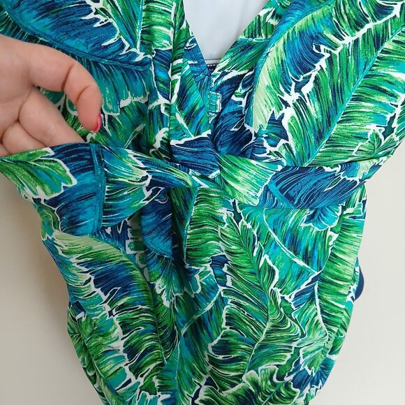 Chaps One Piece Swimsuit Women 22W Tropical Vacation Resort Island Coastal Beach - Picture 2 of 14